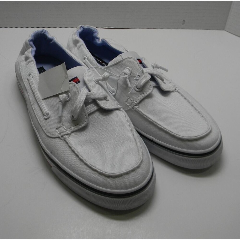 Tommy Hilfiger White Deck Boat Shoes Patriotic Slip-on Nautical Beach NWOT